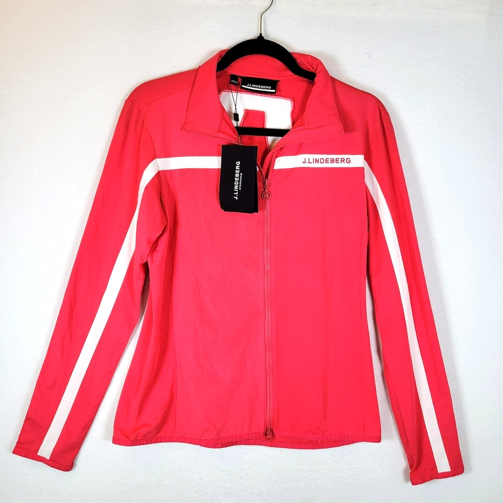 J.Lindeberg Women Janice Mid Layer Full Zip Jacket Size Large Azalea Red